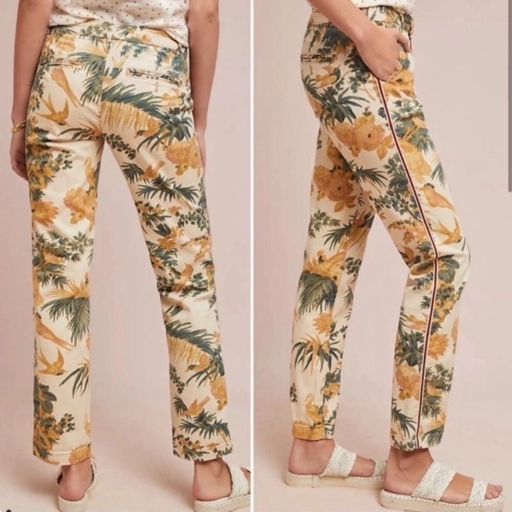 Chino by Anthropologie Relaxed Floral Leaf Printed Pants